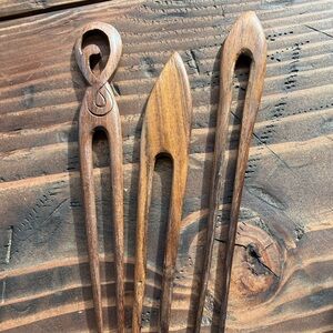 Wooden Hair Fork Set